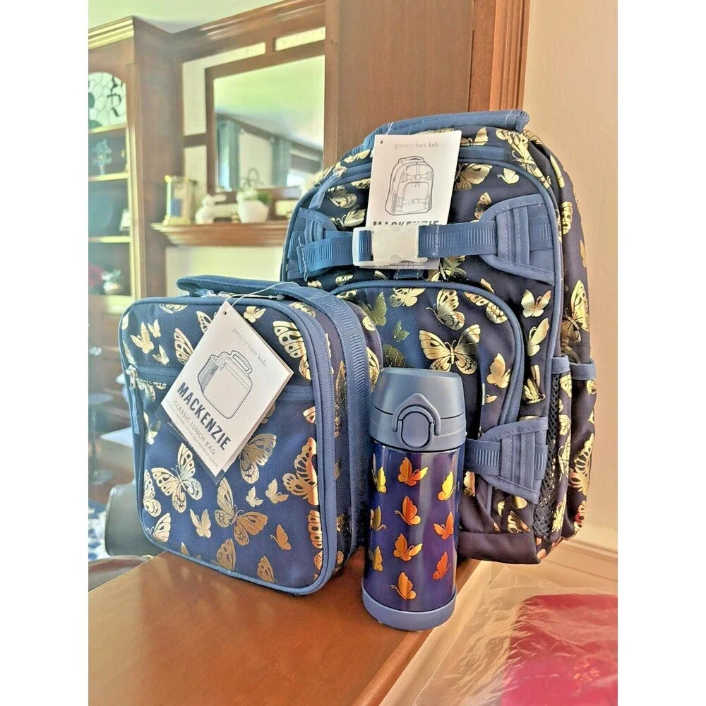 Pottery barn School LARGE BACKPACK +LUNCH BOX+WATER Rainbow Bag set 🌈